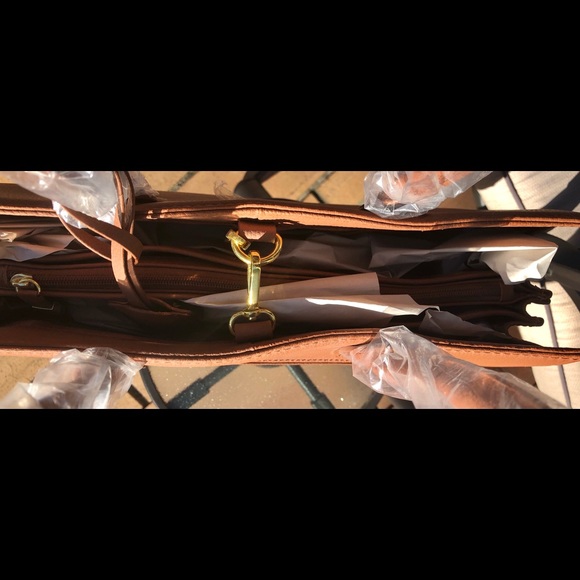 Joy and Iman Leather Earth Toned Brown Handbag - Picture 3 of 4